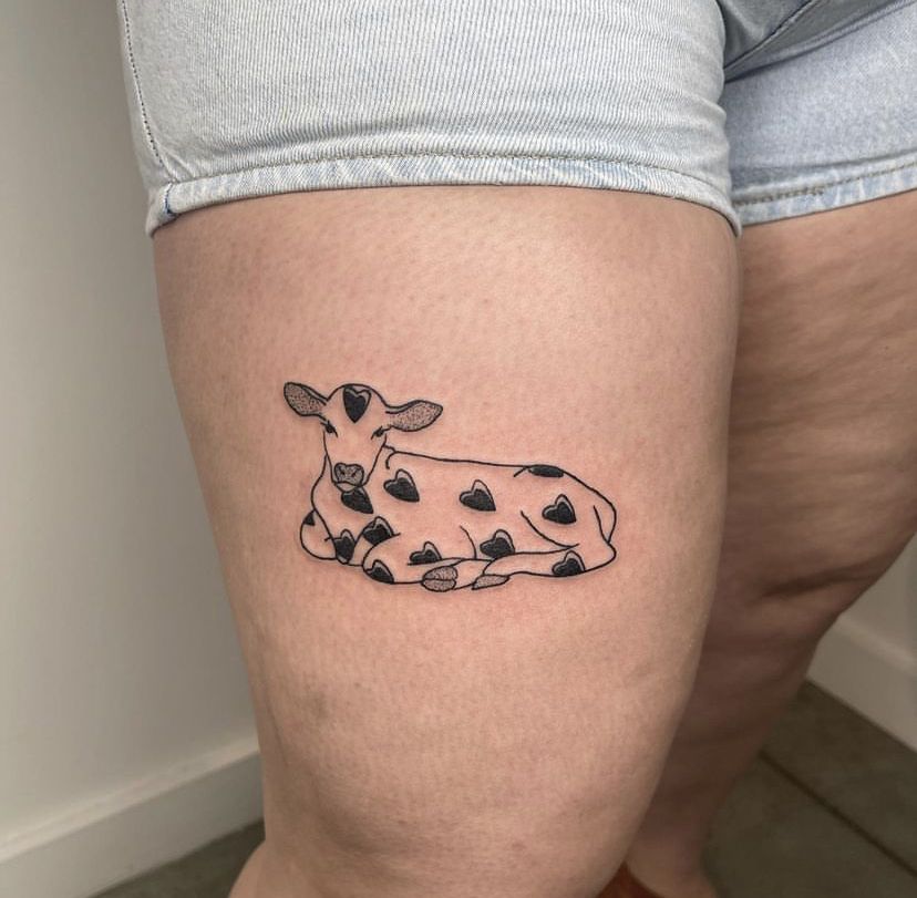 small cow tattoo 0063