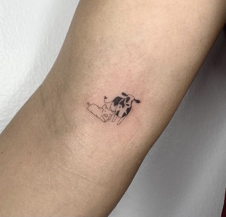 small cow tattoo 0067