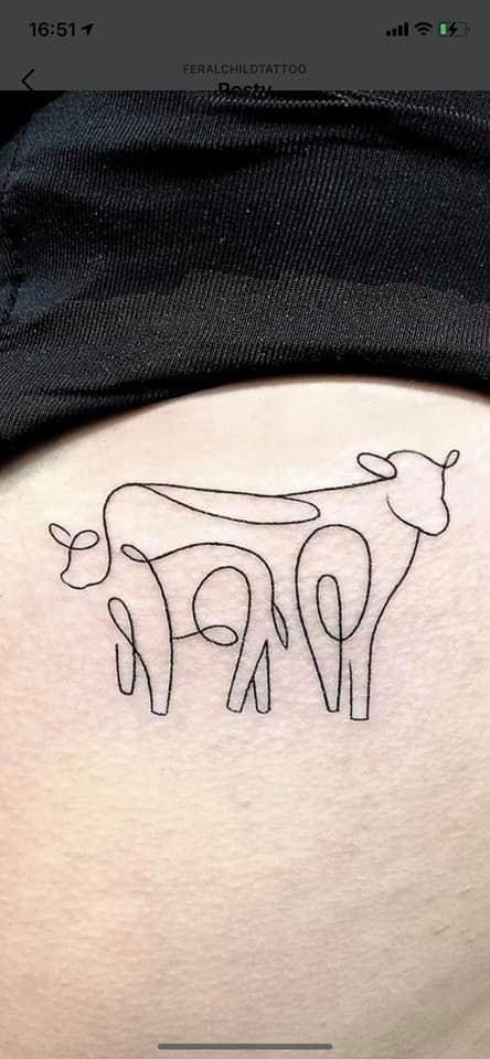 small cow tattoo 0074