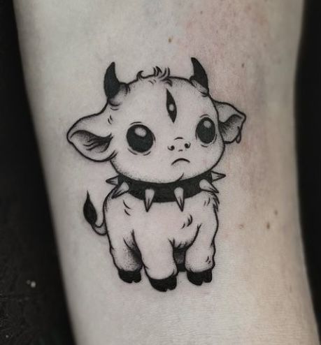 small cow tattoo 0079