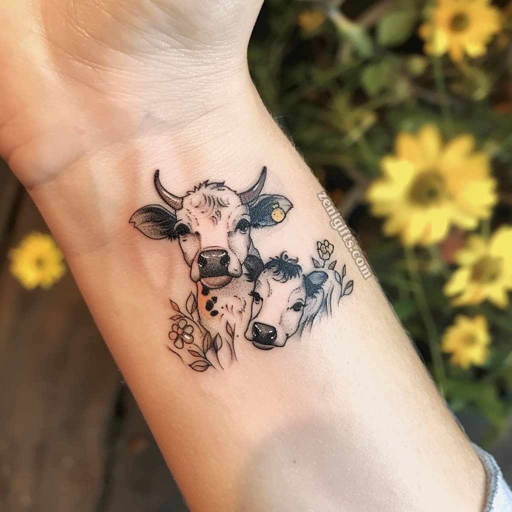 small cow tattoo 0088