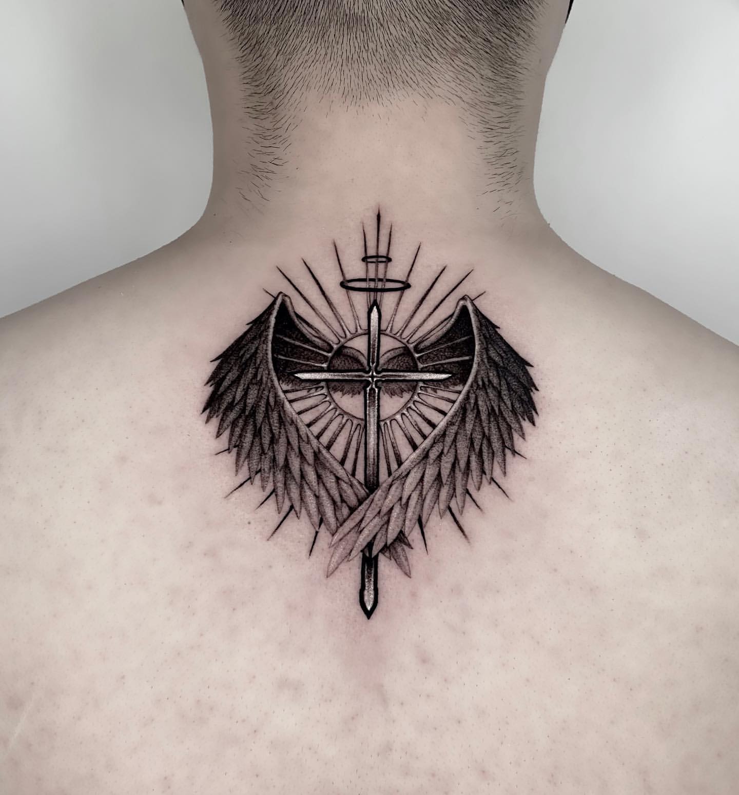 small cross face tattoo 0028