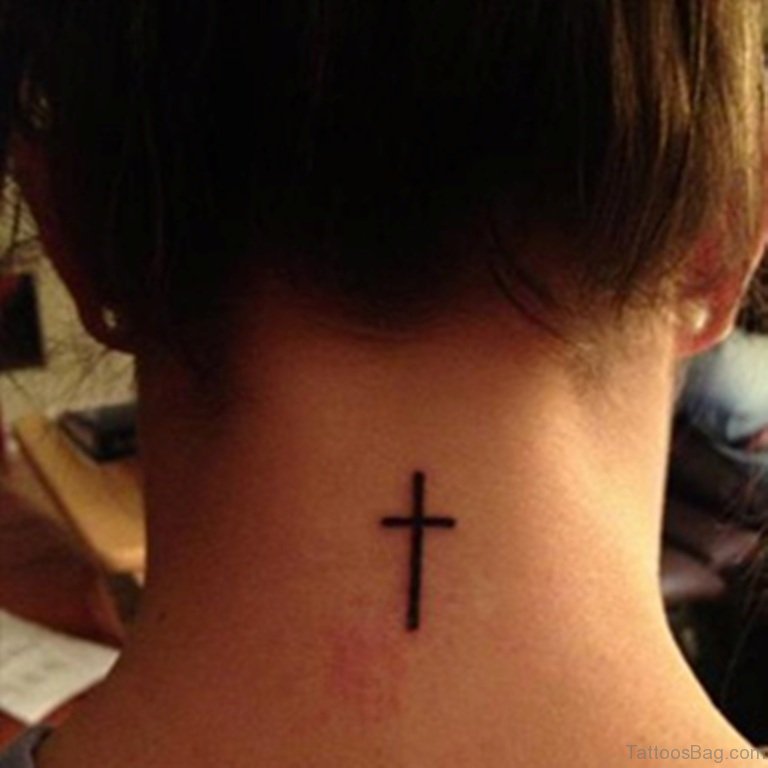 small cross face tattoo 0056