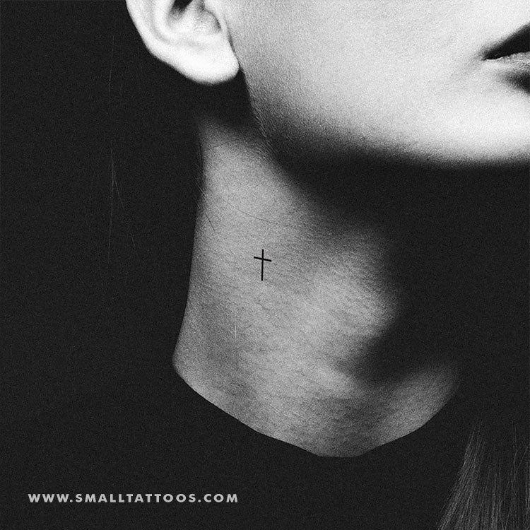 small cross face tattoo 0075