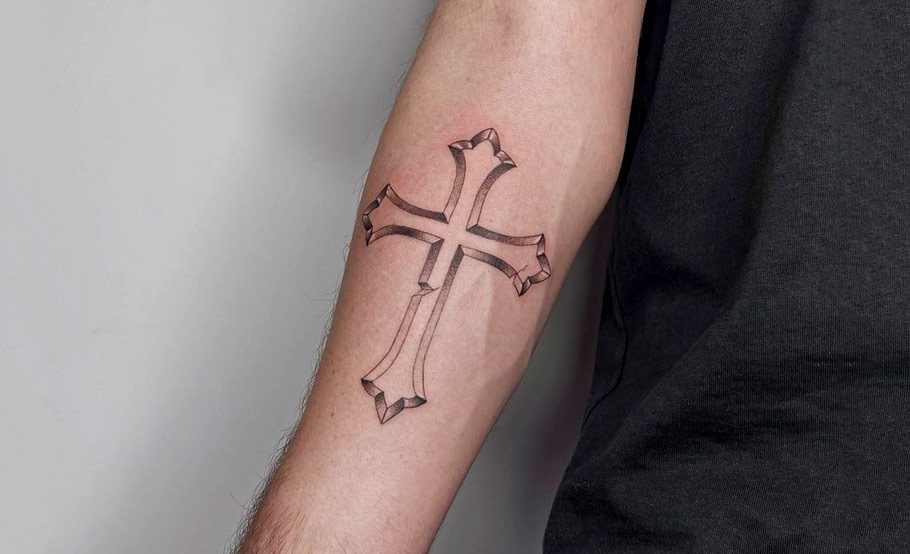 small cross face tattoo 0077