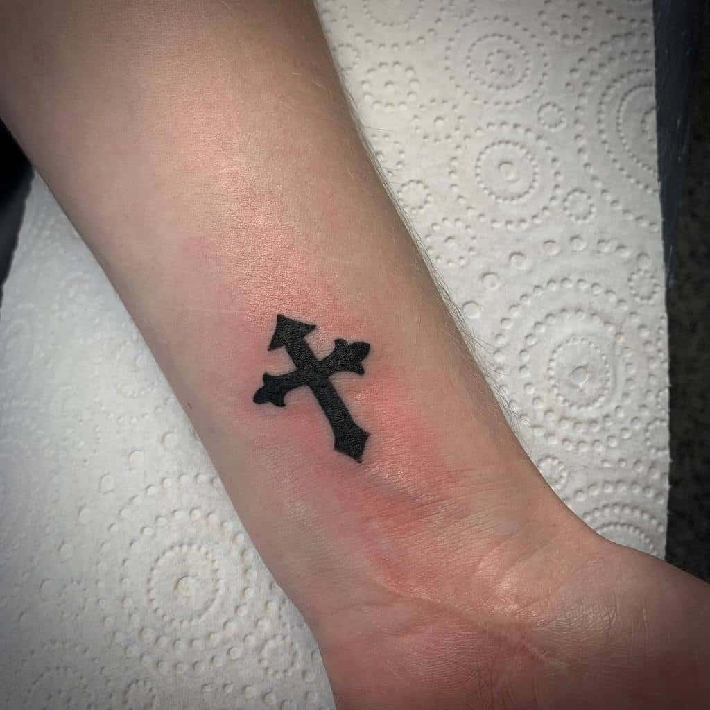 Small cross tattoo 0019