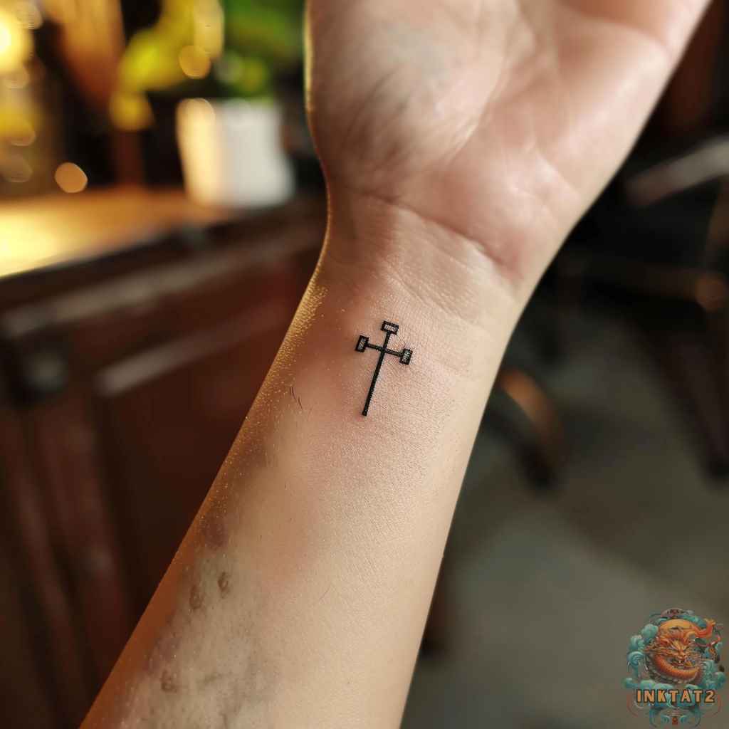 Small cross tattoo 0022