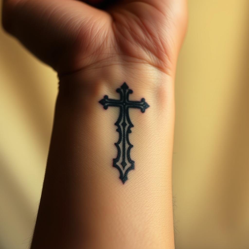 Small cross tattoo 0024