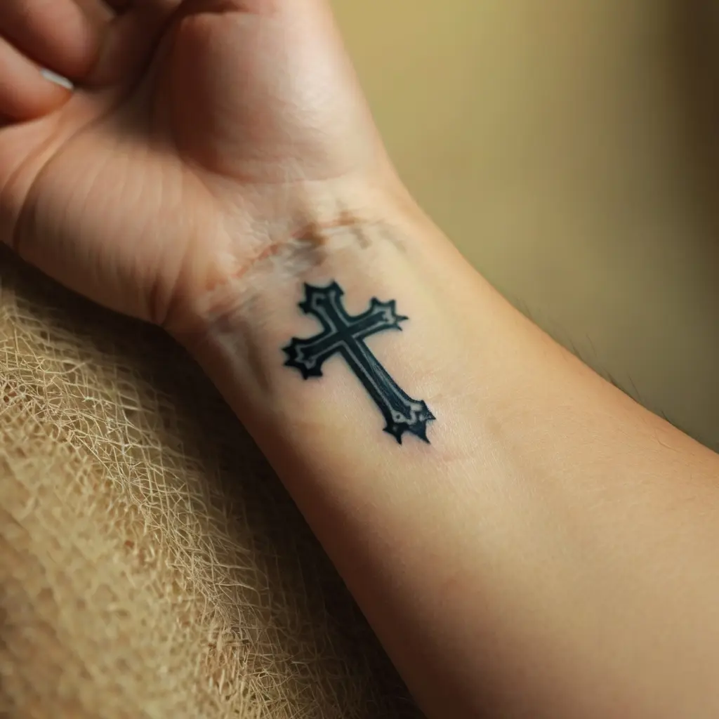 Small cross tattoo 0034