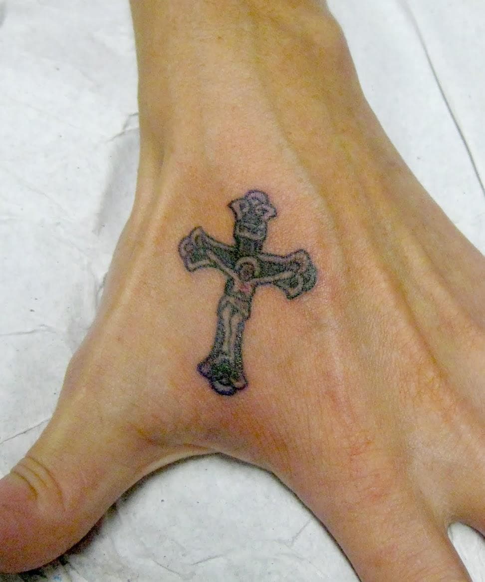 Small cross tattoo 0066