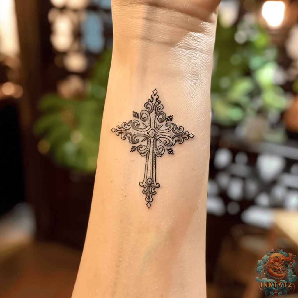 Small cross tattoo 0076