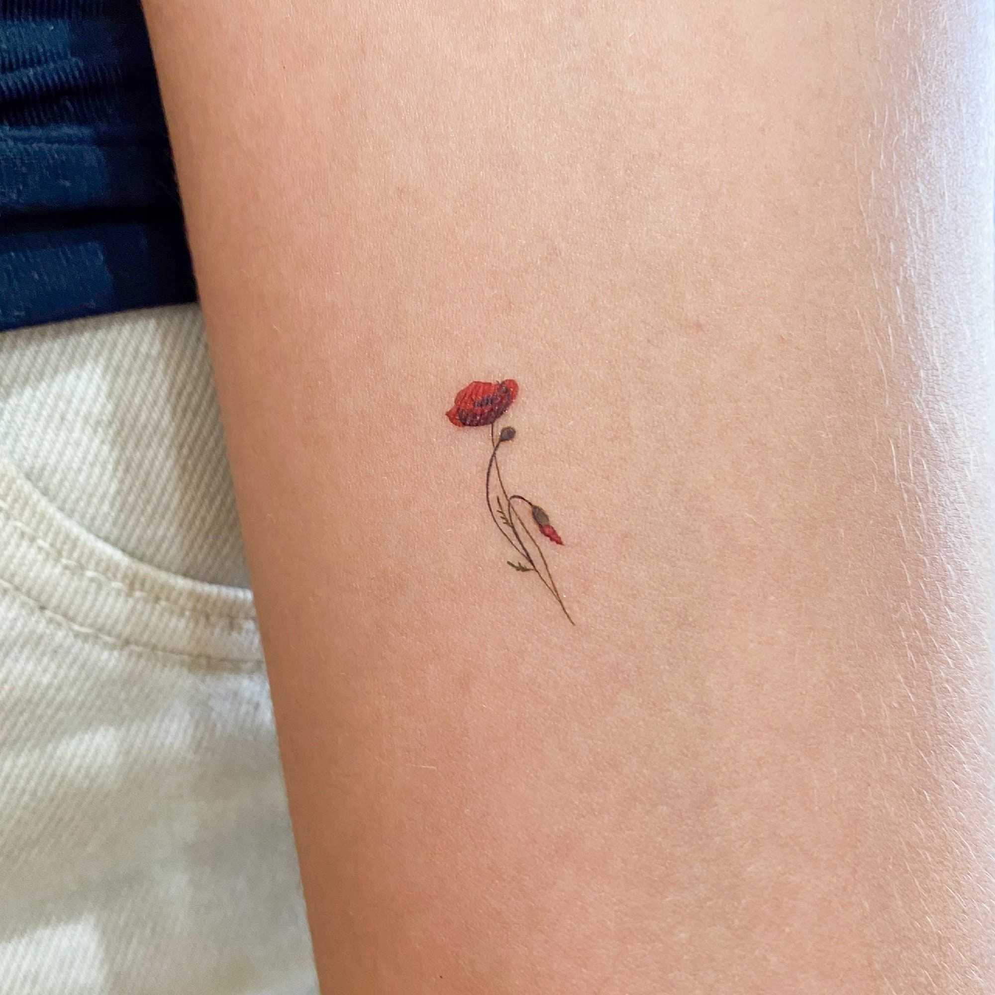 small delicate poppy tattoo for women