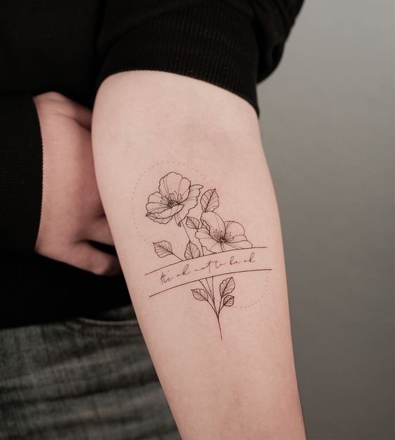 Small delicate poppy tattoo 0011