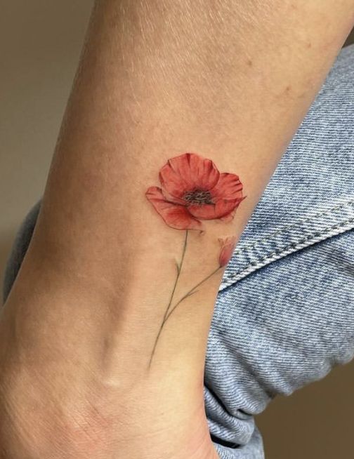 Small delicate poppy tattoo 0021