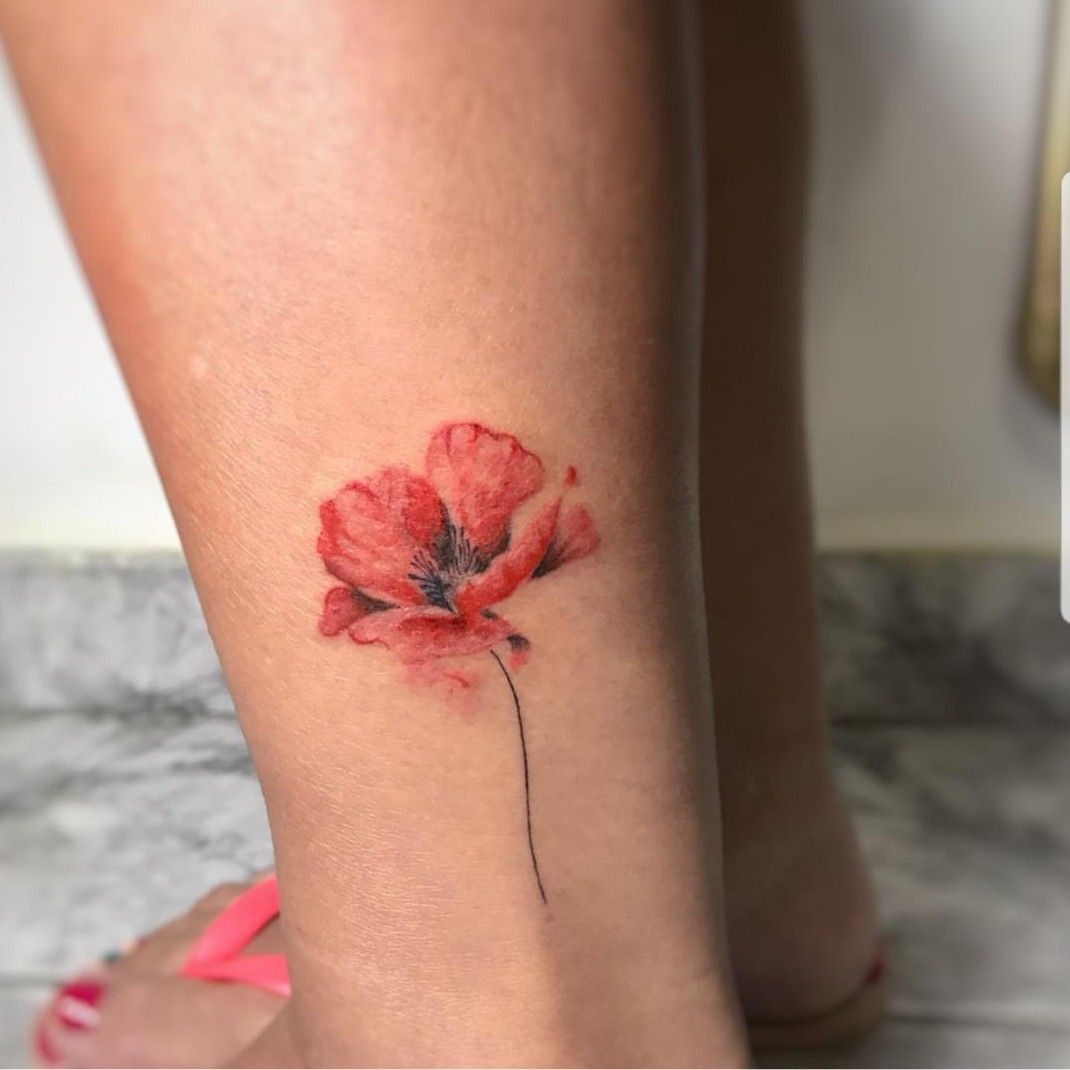 Small delicate poppy tattoo 0033