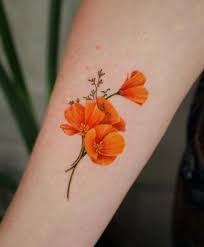 Small delicate poppy tattoo 0044