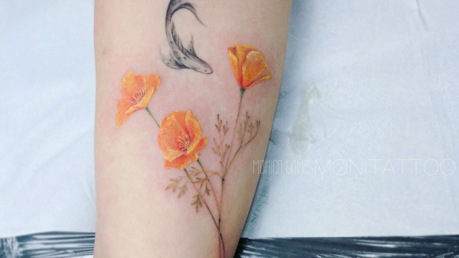 Small delicate poppy tattoo 0045