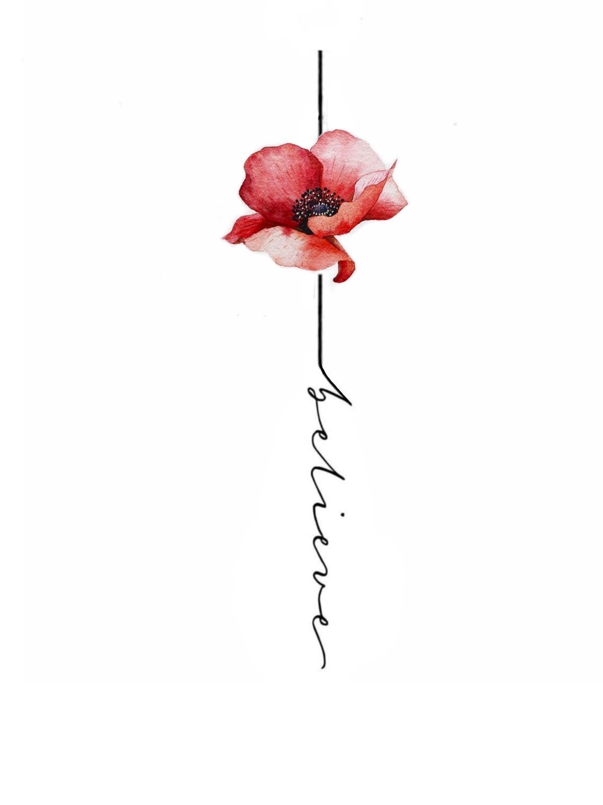 Small delicate poppy tattoo 0047