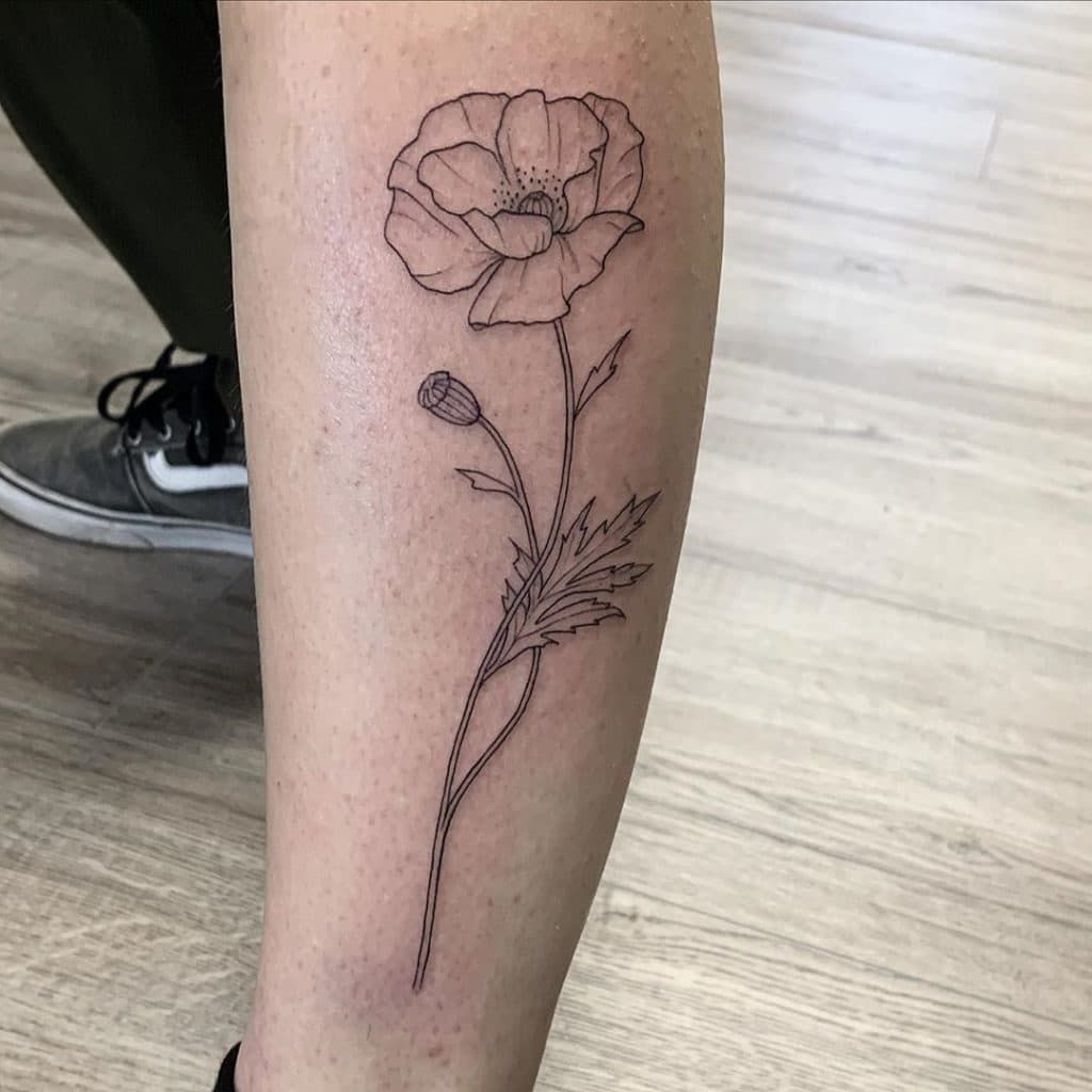 Small delicate poppy tattoo 0050