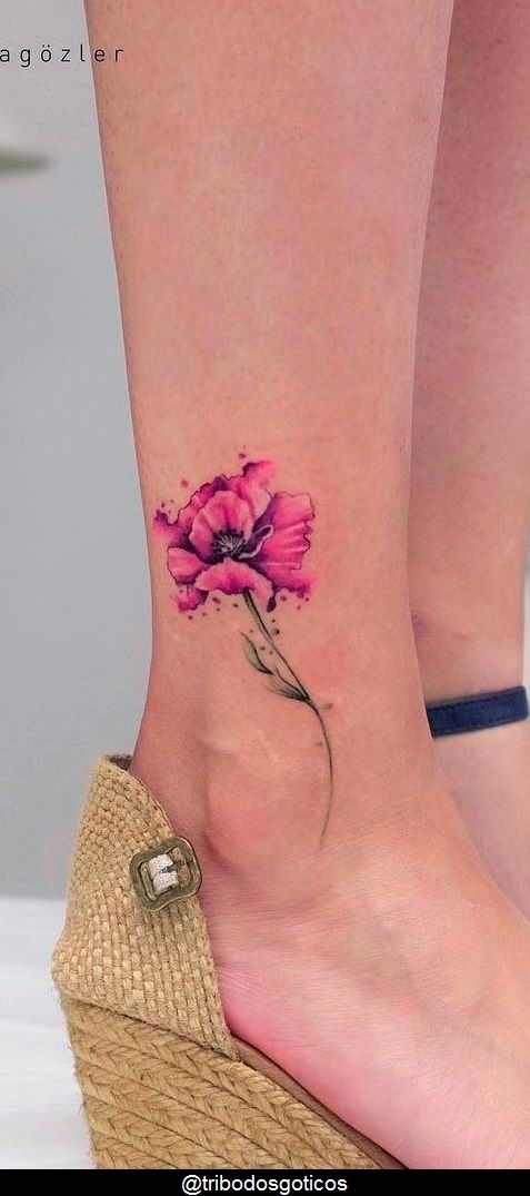 Small delicate poppy tattoo 0054