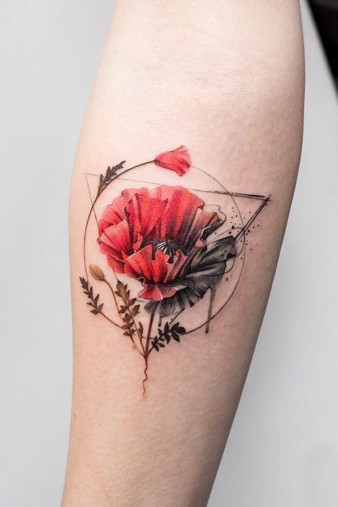 Small delicate poppy tattoo 0097