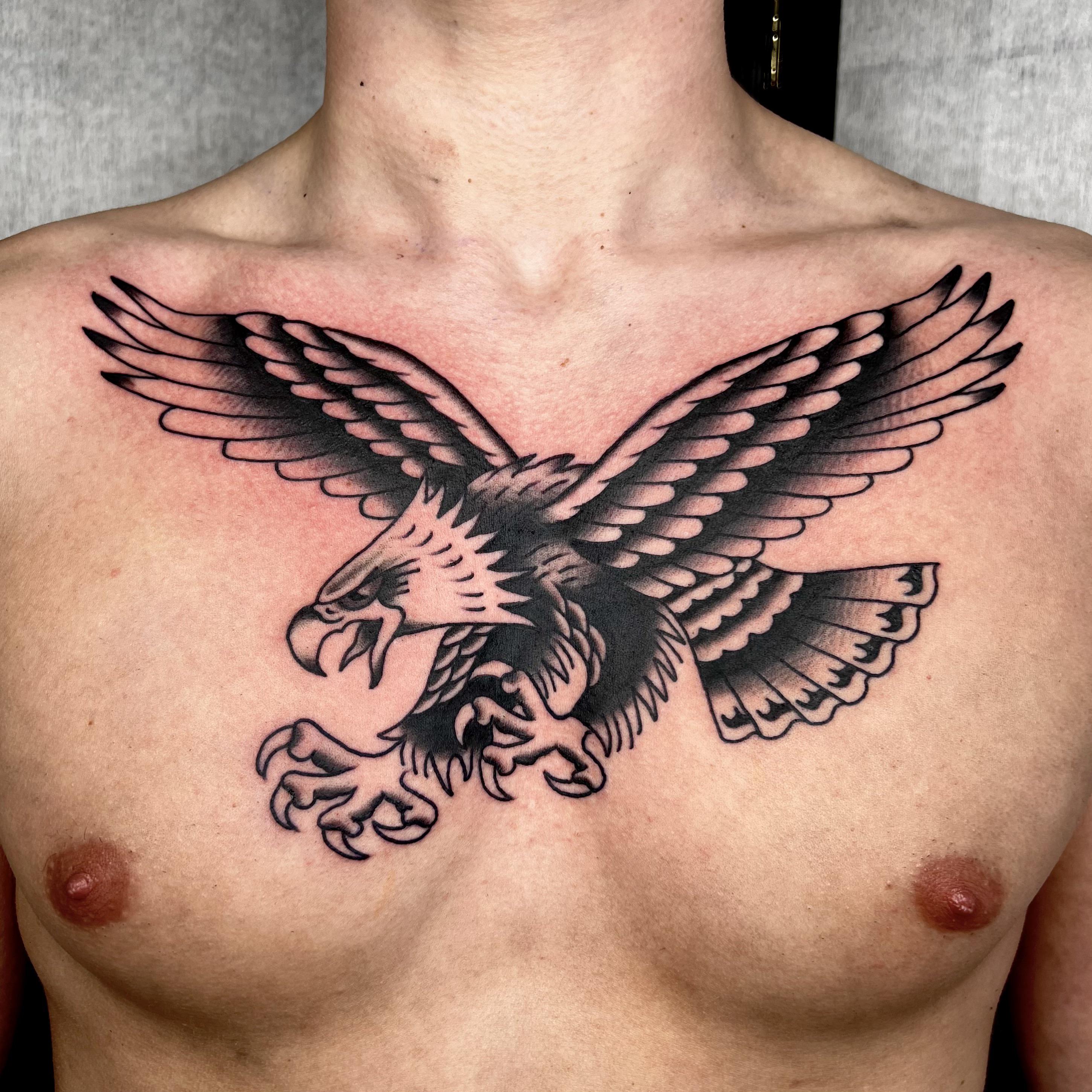 small eagle chest tattoo for men