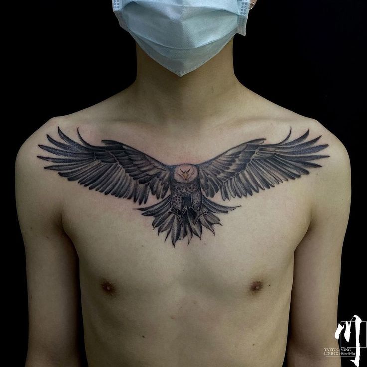 small eagle chest tattoo 0012