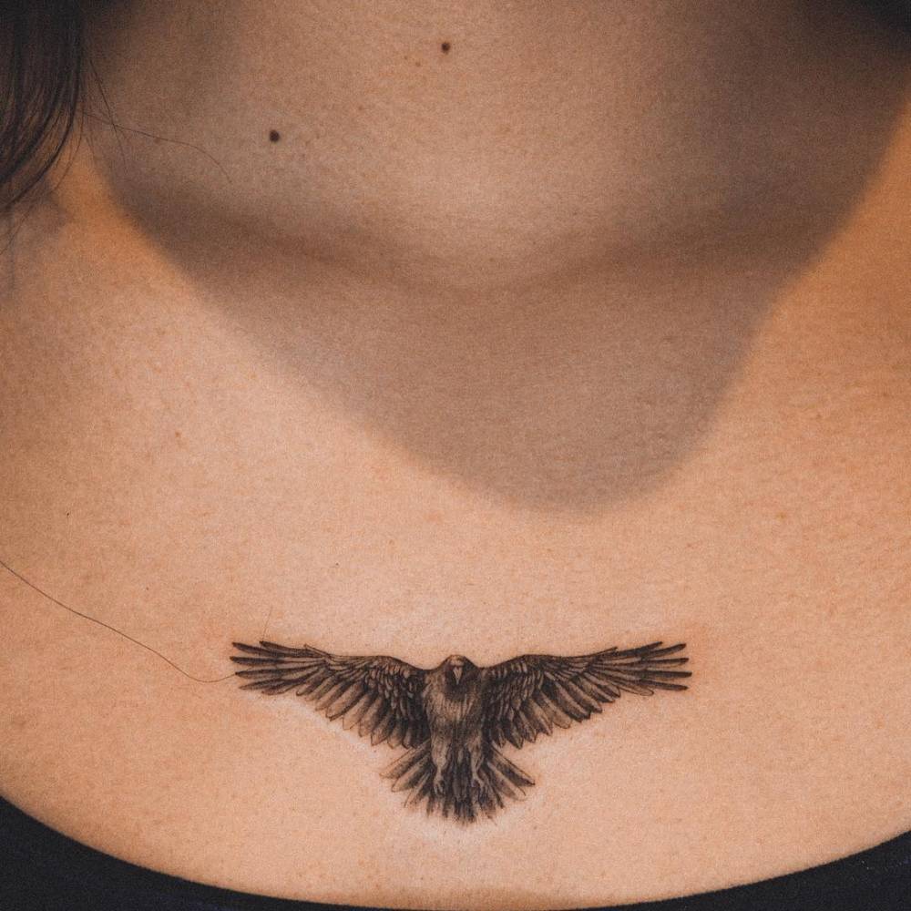 small eagle chest tattoo 0013