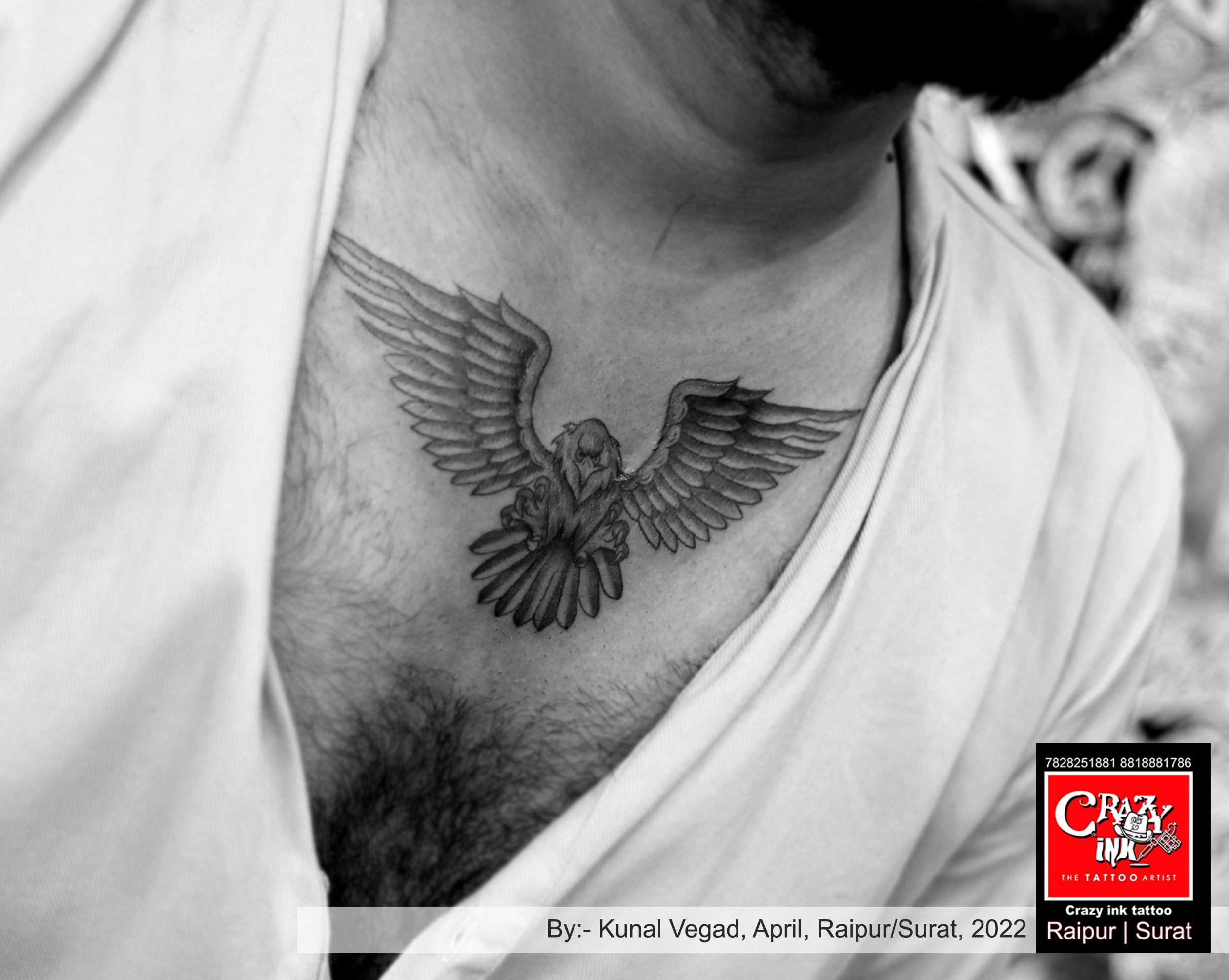 small eagle chest tattoo 0015