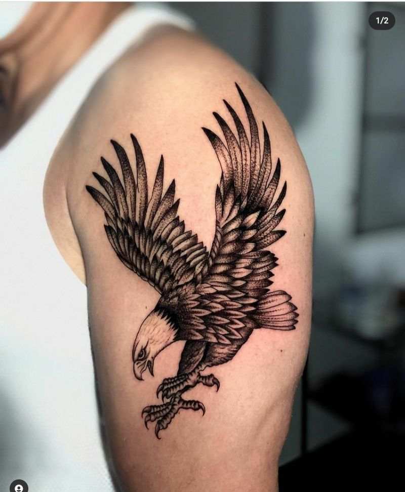 small eagle chest tattoo 0016