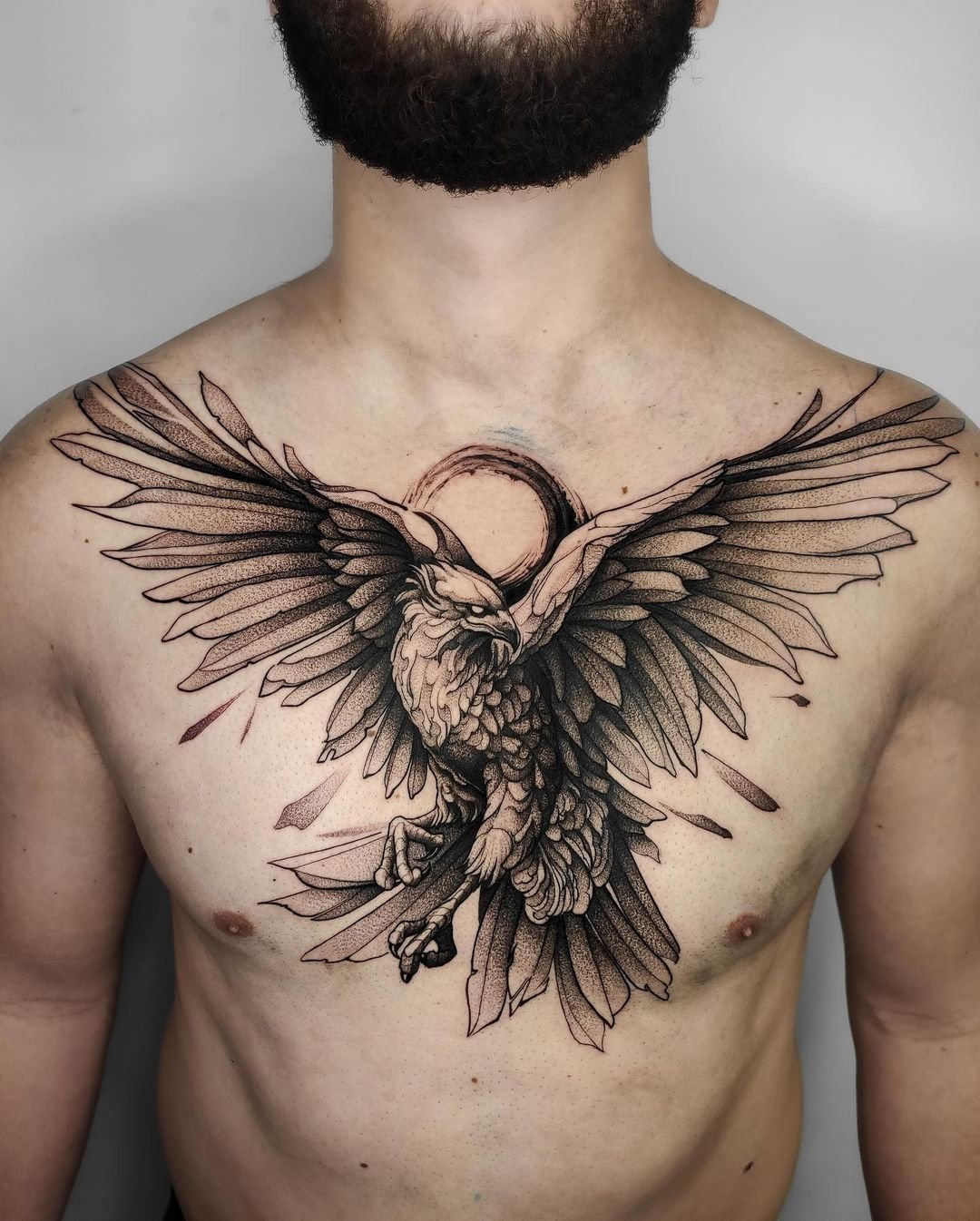 small eagle chest tattoo 0017