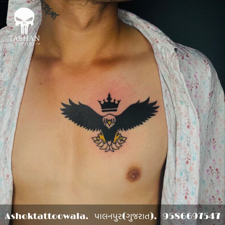 small eagle chest tattoo 0022