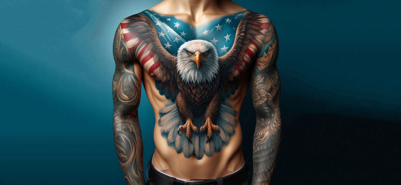 small eagle chest tattoo 0023