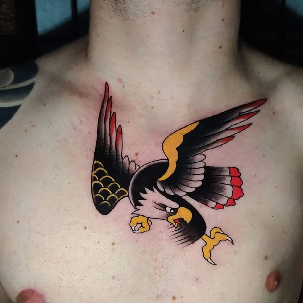 small eagle chest tattoo 0032