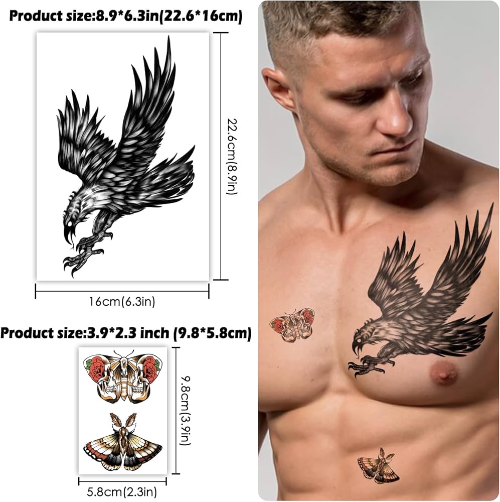 small eagle chest tattoo 0034