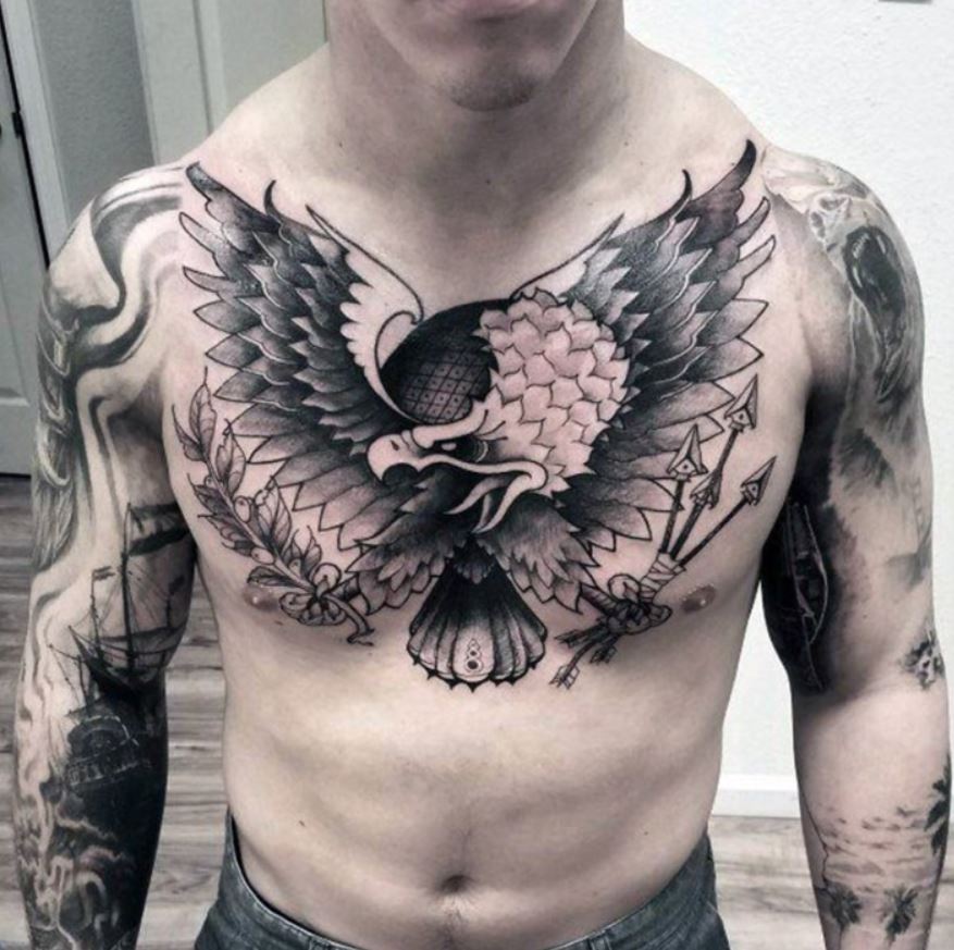 small eagle chest tattoo 0040