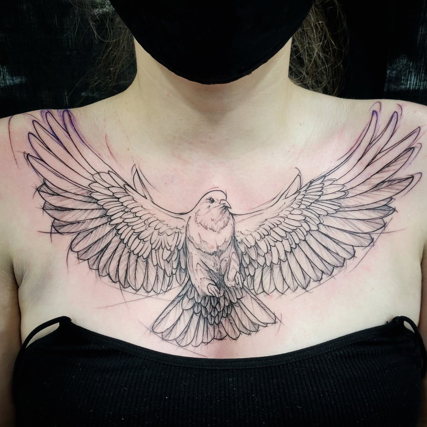 small eagle chest tattoo 0044