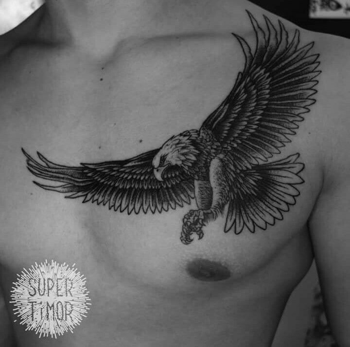 small eagle chest tattoo 0049