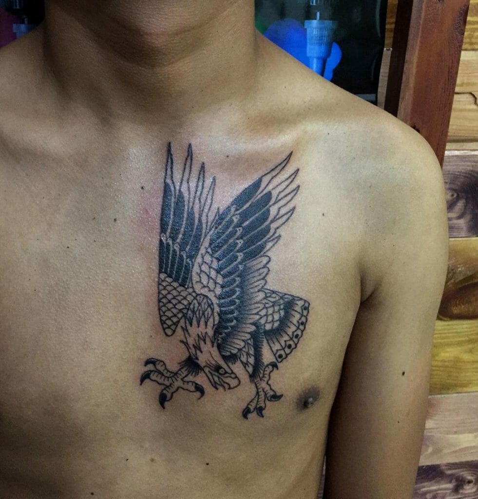 small eagle chest tattoo 0051