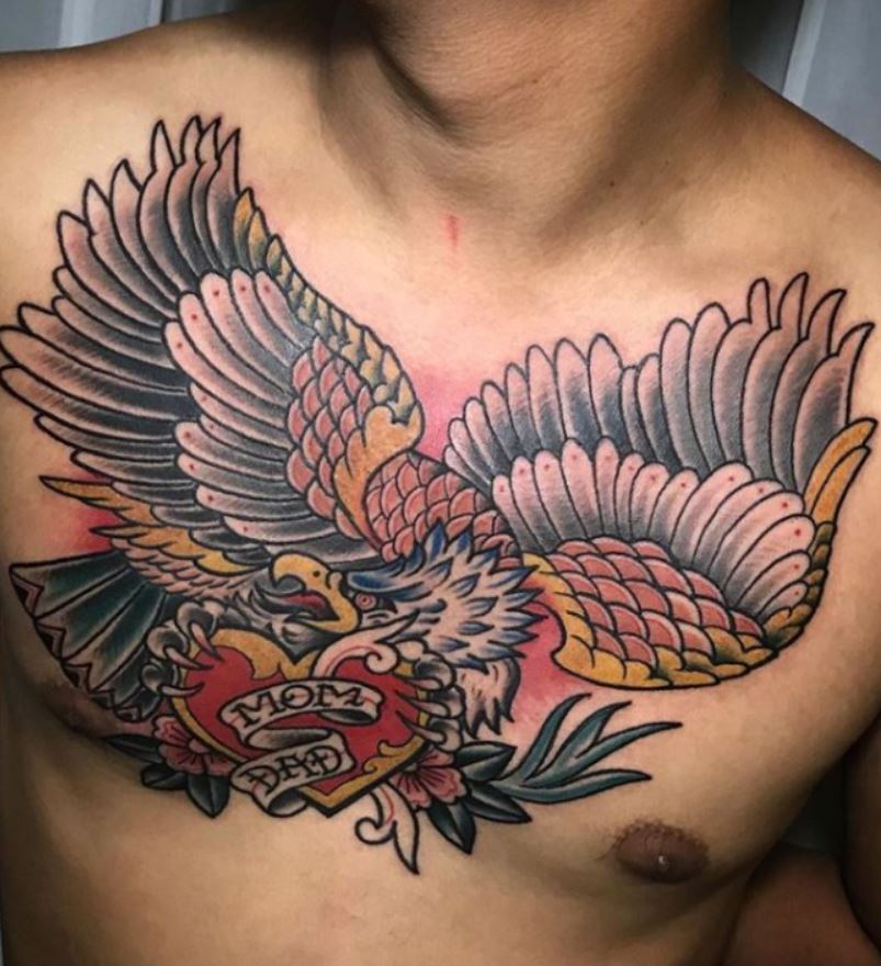 small eagle chest tattoo 0060