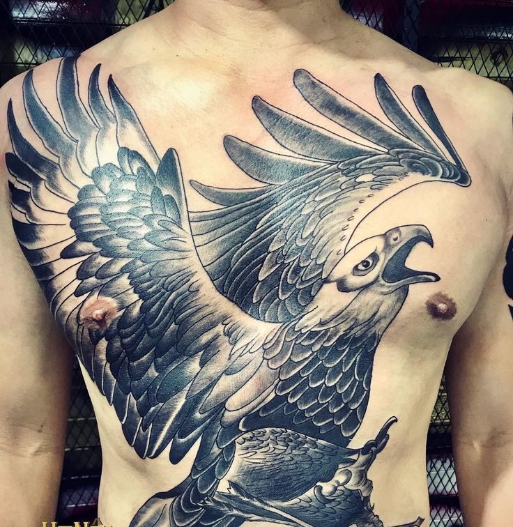 small eagle chest tattoo 0063