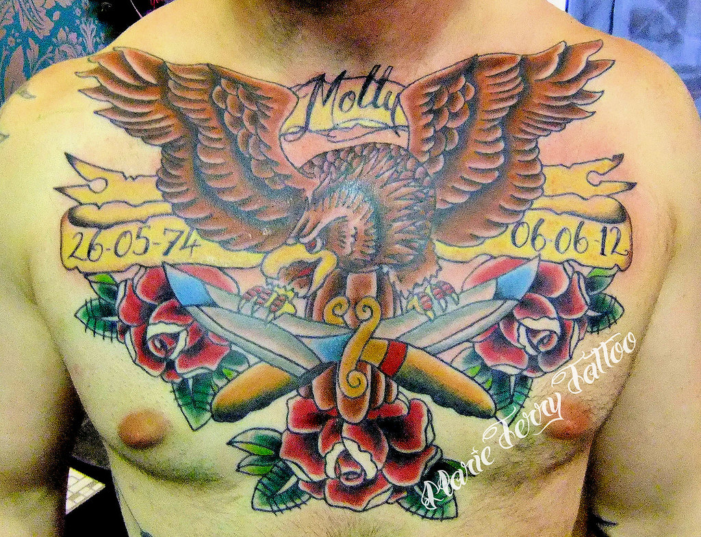 small eagle chest tattoo 0076