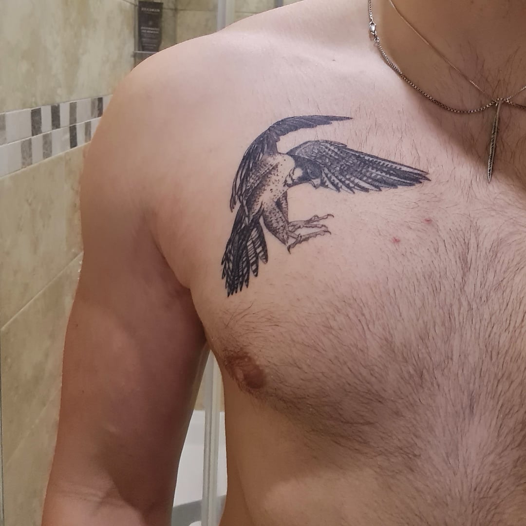 small eagle chest tattoo 0082