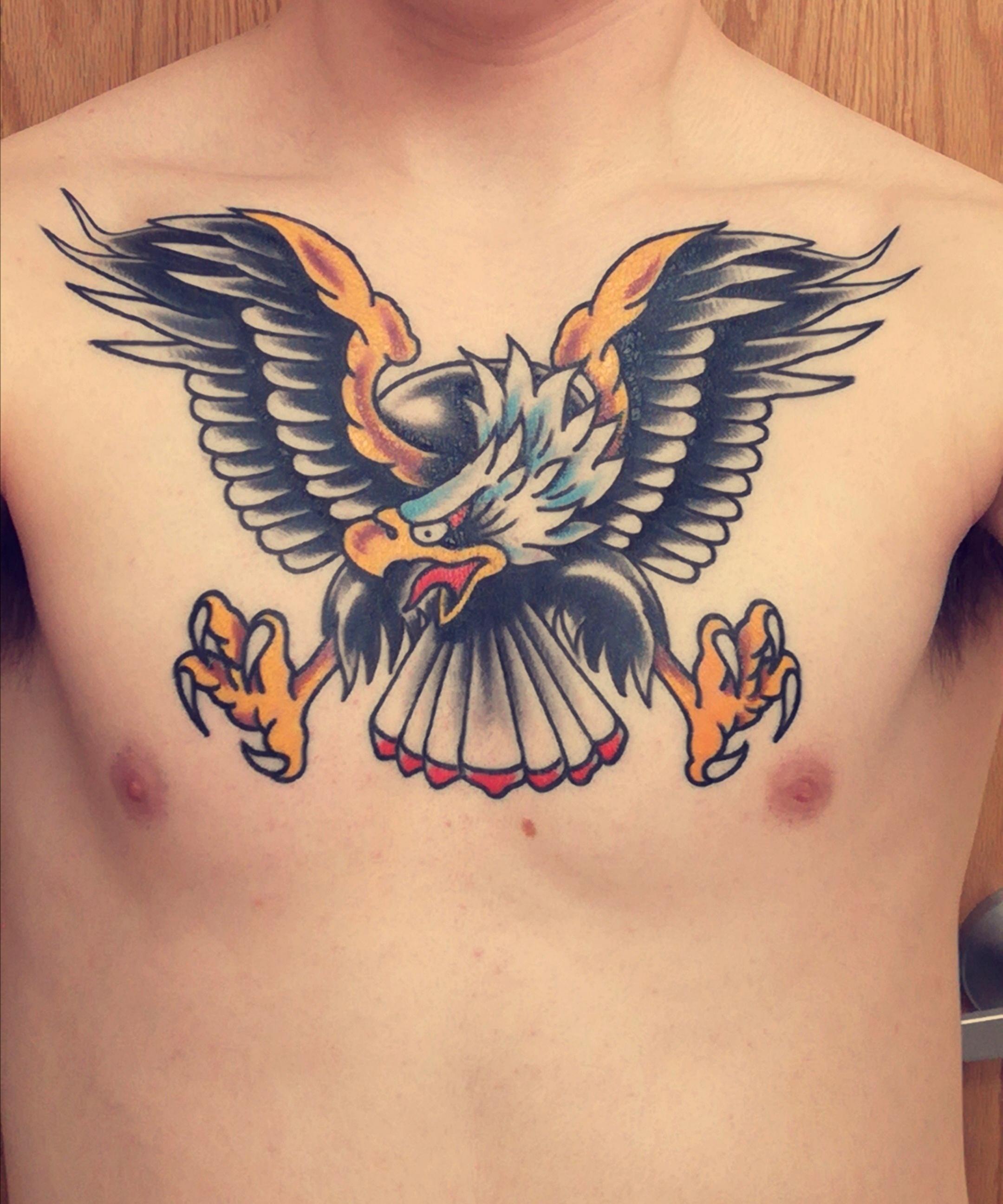 small eagle chest tattoo 0088