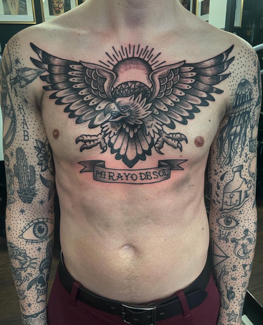 small eagle chest tattoo 0091