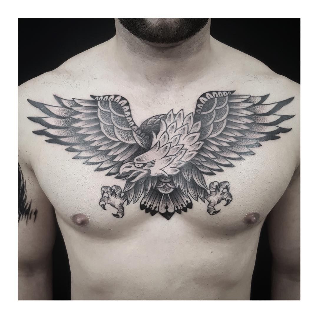 small eagle chest tattoo 0094