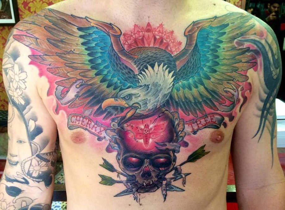 small eagle chest tattoo 0097