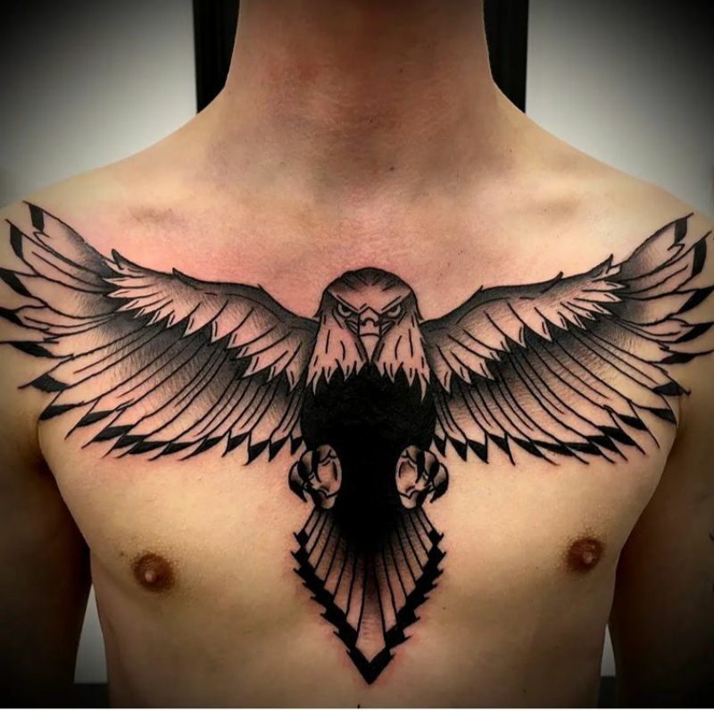 small eagle chest tattoo 0098