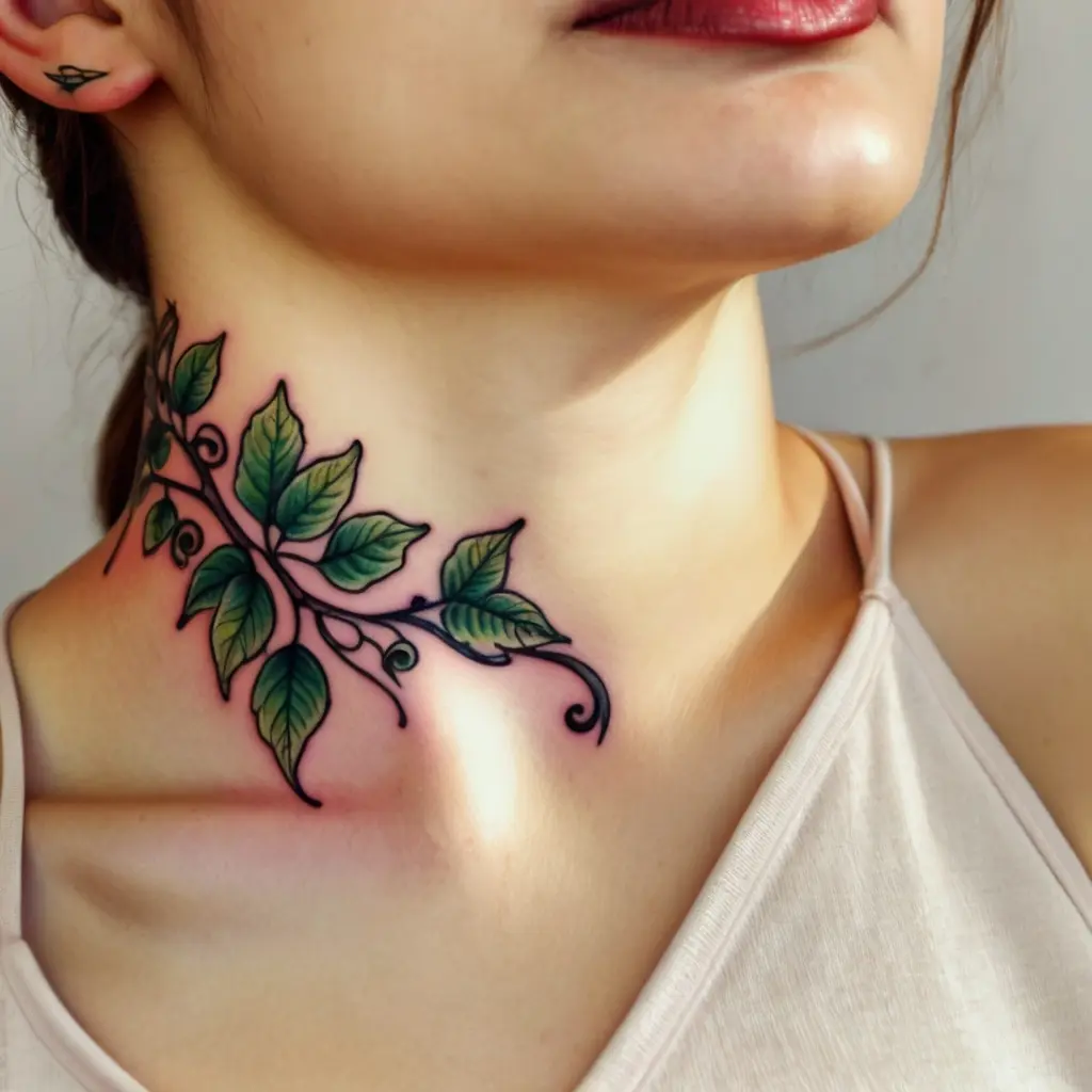 small female front neck tattoo 0063