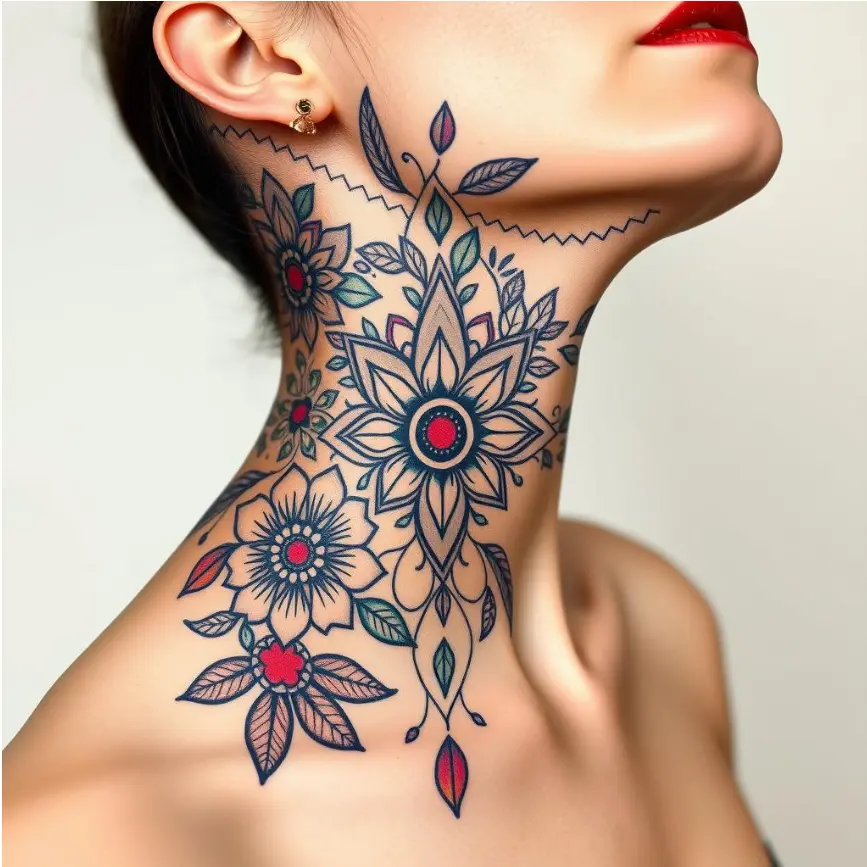 small female front neck tattoo 0076